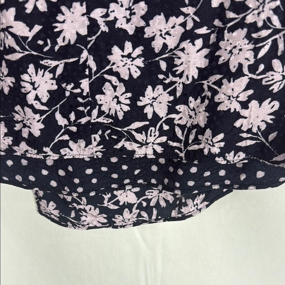 Rebecca Taylor Silk Blend Navy and Pink Floral Zip Shirt - Picture 4 of 9